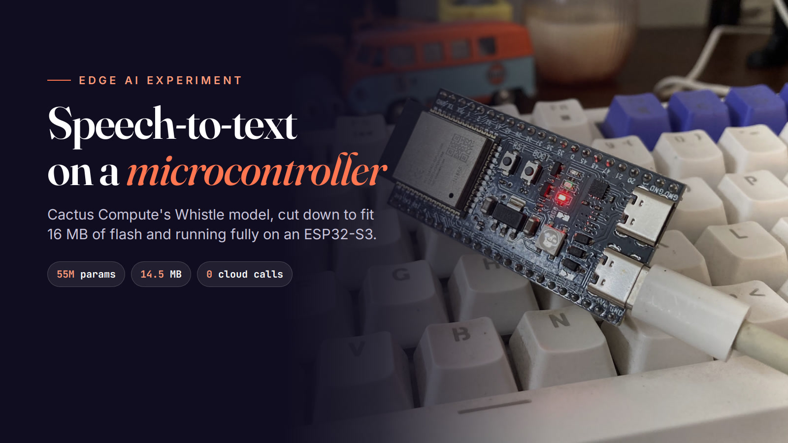 I Run a 55 M parameter speech to text Model on esp 32